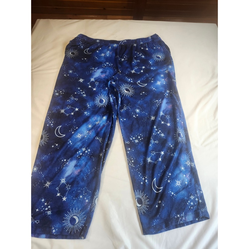 Briefly Stated Celestial Galaxy Pajama Pants Blue Moon Star Constellation 2X